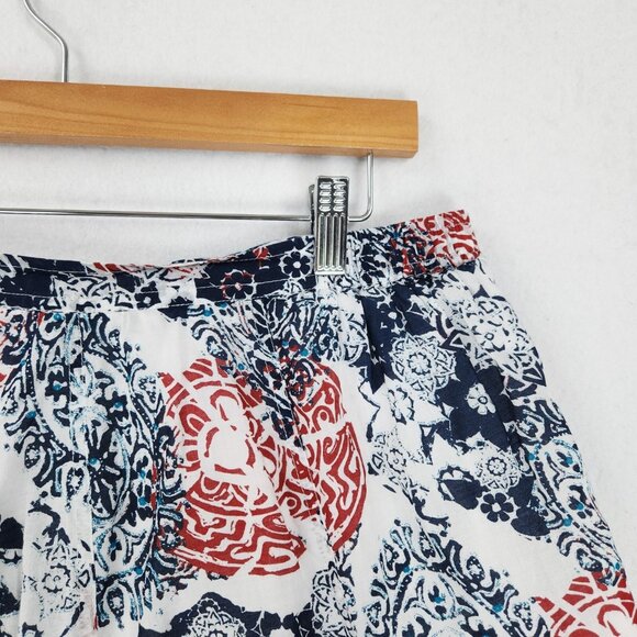 Chicos Skirt Womens 3 Blue White XL A Line Knee Length Flowy Cotton Printed - Picture 7 of 10